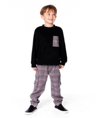 Toddler Boys Plaid Cargo Pant Gray and Black - Toddler|Child