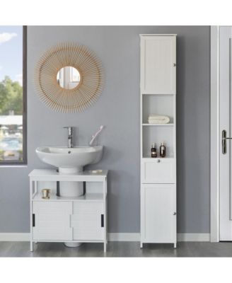 Tall Standing Bathroom Linen Tower Storage Cabinet for Bathroom and Vanity