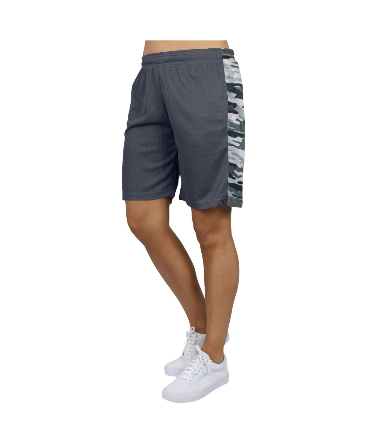 Women's Loose Fit Moisture Wicking Performance Quick Dry Mesh Shorts With Side Block Design - Silver