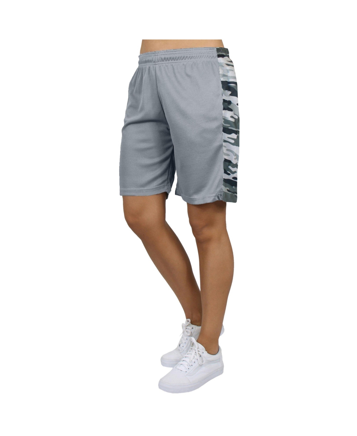 Women's Loose Fit Moisture Wicking Performance Quick Dry Mesh Shorts With Side Block Design - Silver