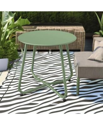 18" Galvanized Patio Steel Side Table,Powder-Coated, UV/Rust-Proof,W/ Adjustable Foot Pads