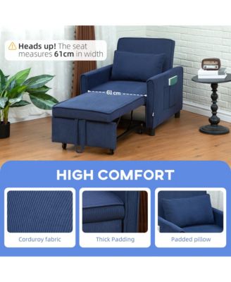 3-in-1 Convertible Chair Bed, Adjustable Sleeper Chair
