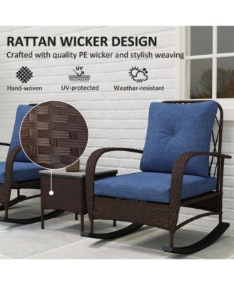 Patio Furniture Set, Rocking Chairs w/ Table, Cushion