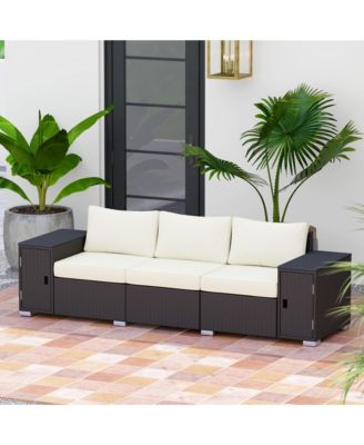 Wicker Outdoor Couch, Patio Sofa with Storage, Cushions