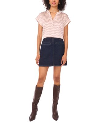 Women's Printed V-Neck Short-Sleeve Blouse