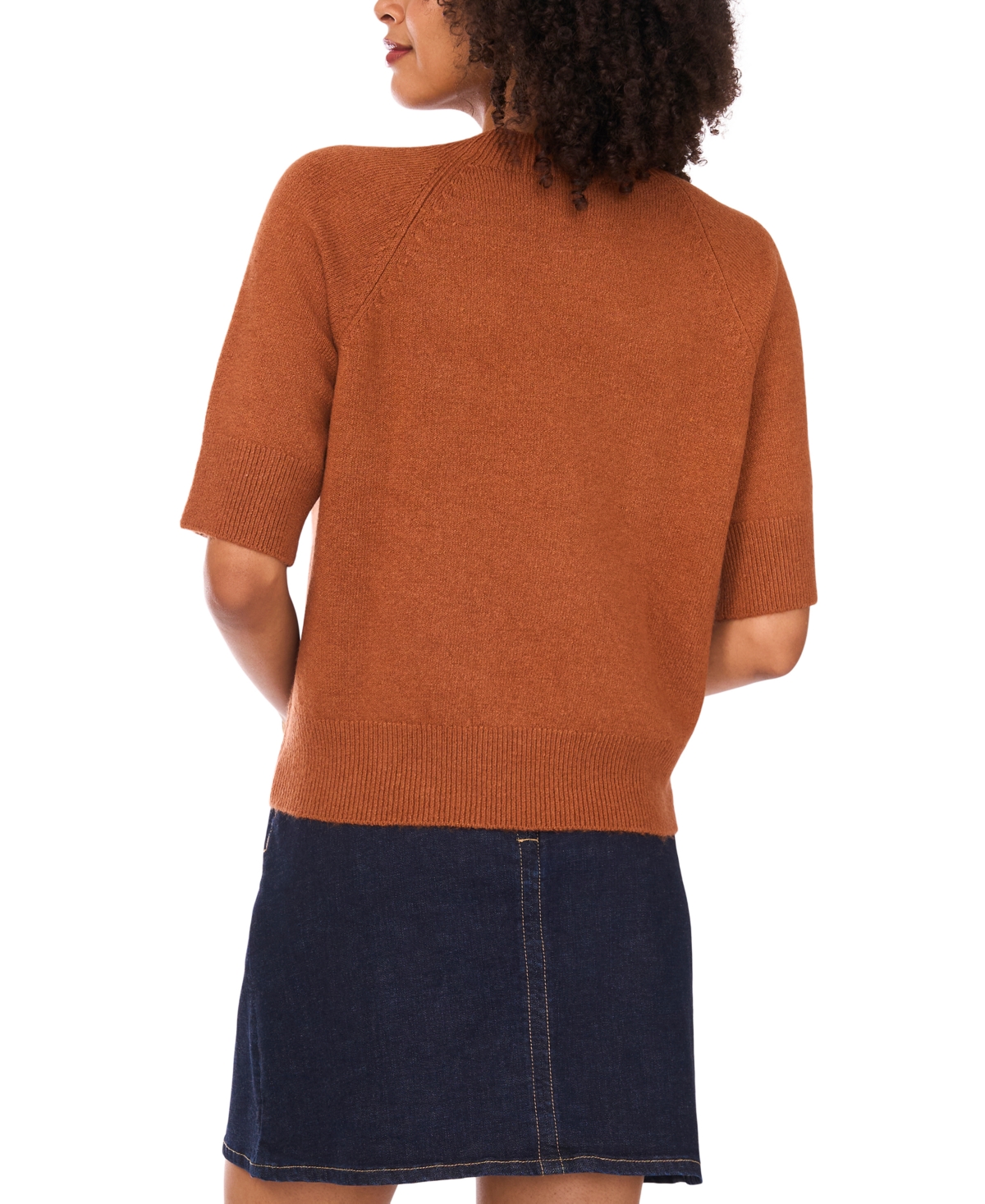 Vince Camuto Women's Cozy Mock Neck Short-sleeve Sweater In Brown
