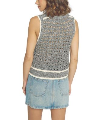 Women's Sleeveless Cropped Open Stitch Top