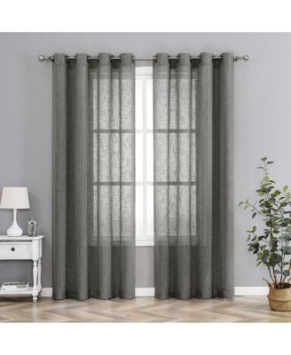 2 Pack Lux Thread Premium Woven Grommet Top Sheer Curtain Panels - Spice