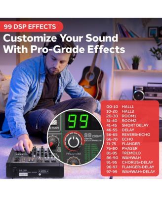 6-Ch. Audio Sound Mixer - Bluetooth Studio Mixer - DJ Controller Audio Mixing Console