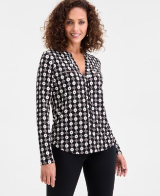 JM Collection - Women's Fran Foulard Long-Sleeve Top