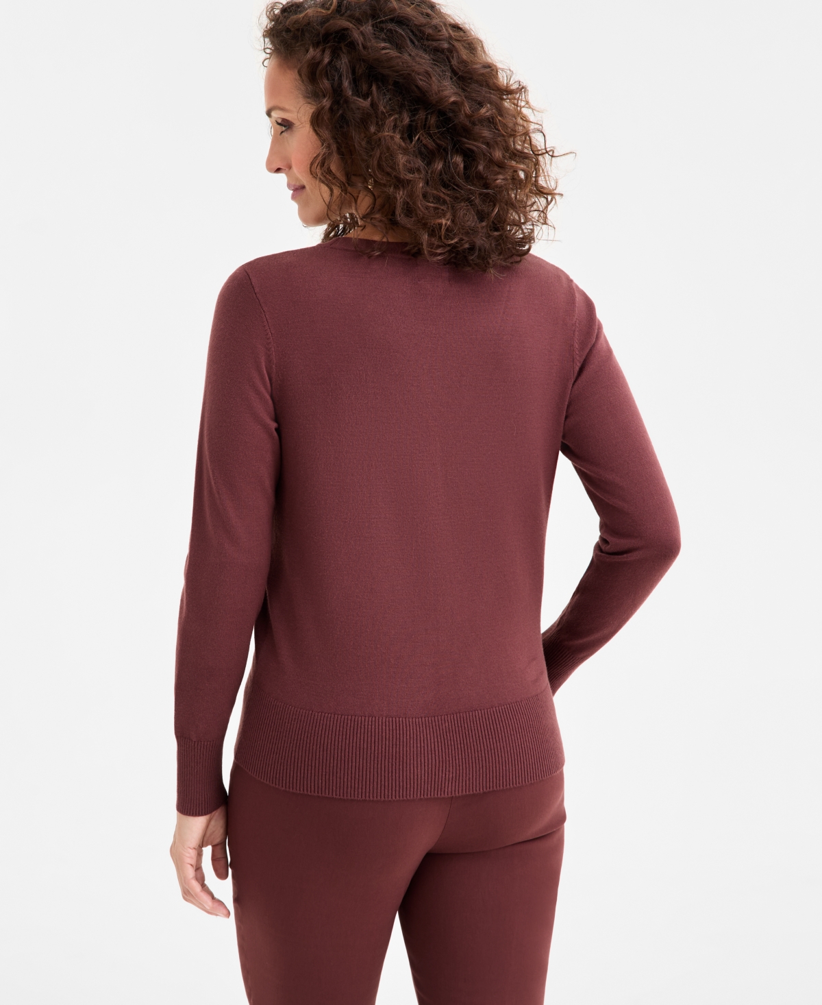 Jm Collection Women's V-neck Button-front Cardigan, Macy's Exclusive In Burgundy