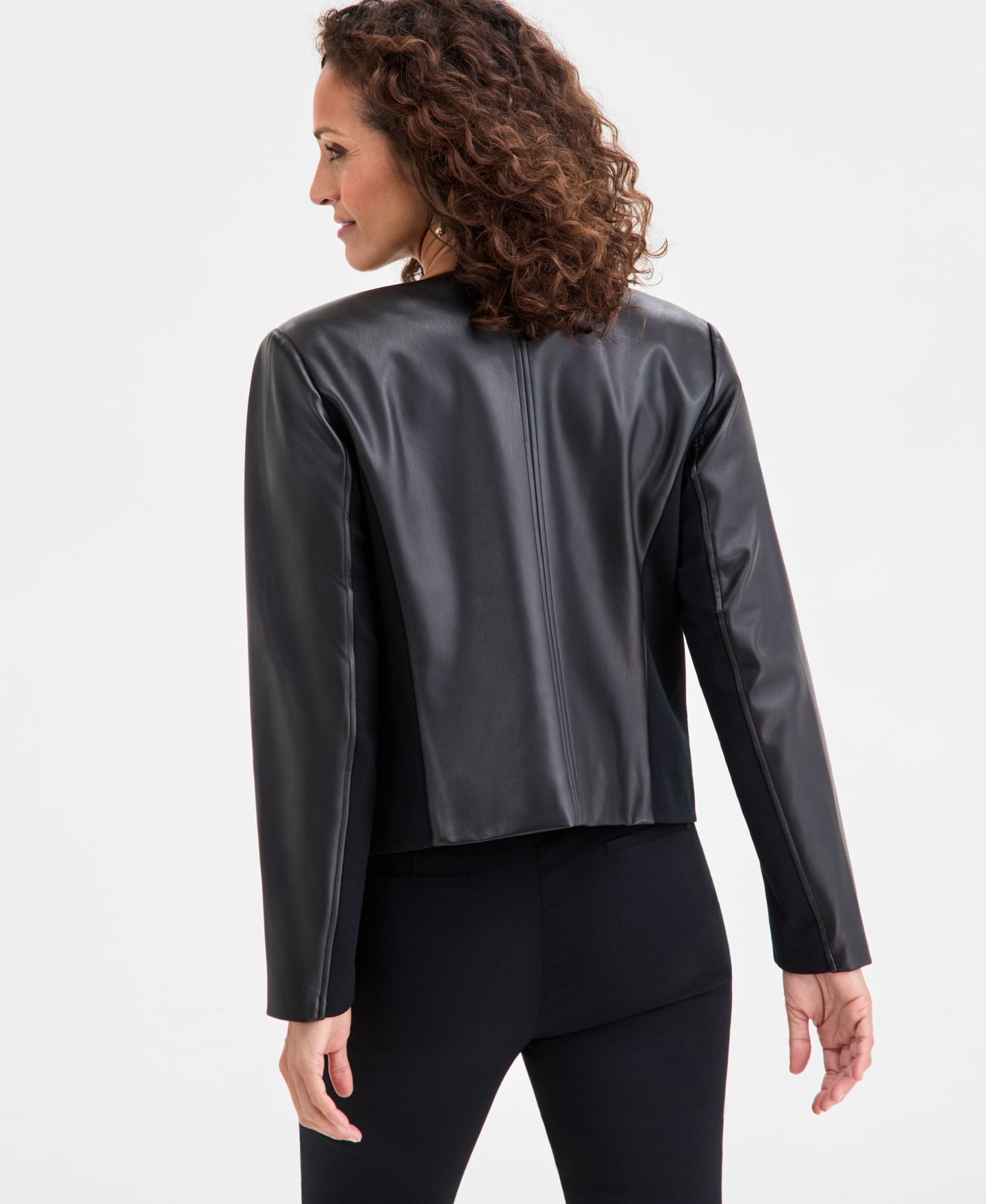 Женская куртка JM Collection Faux-Leather, цвет: Глубокий чёрный — фото 3
