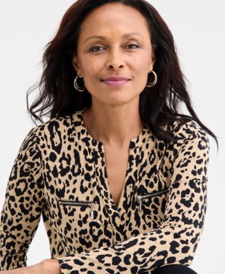 Women's Printed Zip Pocket Top, Macy's Exclusive 