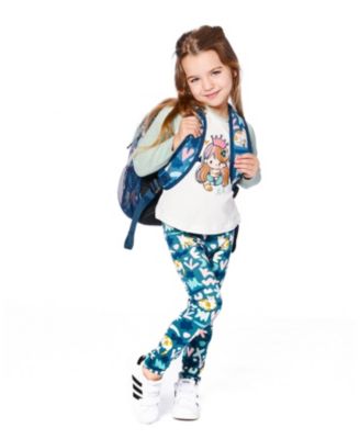 Girl Stretch Jersey Leggings Green Cat Print - Toddler|Child