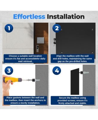 Outdoor Wall Mount Locking Mailbox Apartment Letter Organizer, Includes 2 Keys (Black)