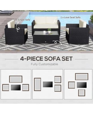 4-Piece Rat Furniture Set, Chairs, Loveseat, and Table,