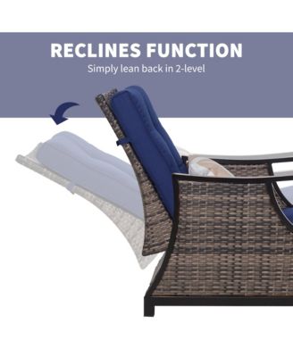 Outdoor Recliner Chair, PE Wicker Furniture, Dark
