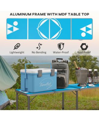 8' Folding Camping Table with Adjustable Legs, and