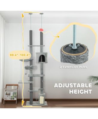 89"-100" Floor to Ceiling Cat Tree with Cat Perch & Condo,