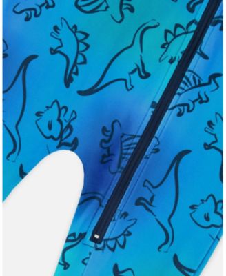 Toddler Boys One-Piece Thermal Underwear Blue Gradient Dinosaur Print - Toddler|Child