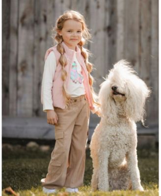 Big Girls Parachute Corduroy Pants with Cargo Pockets Light Pecan Brown