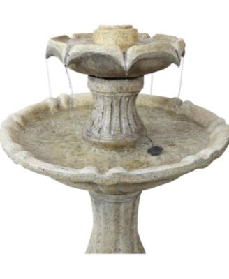 45" H Outdoor Arcade 2-Tier Solar Water Fountain with Battery Backup and LED Light