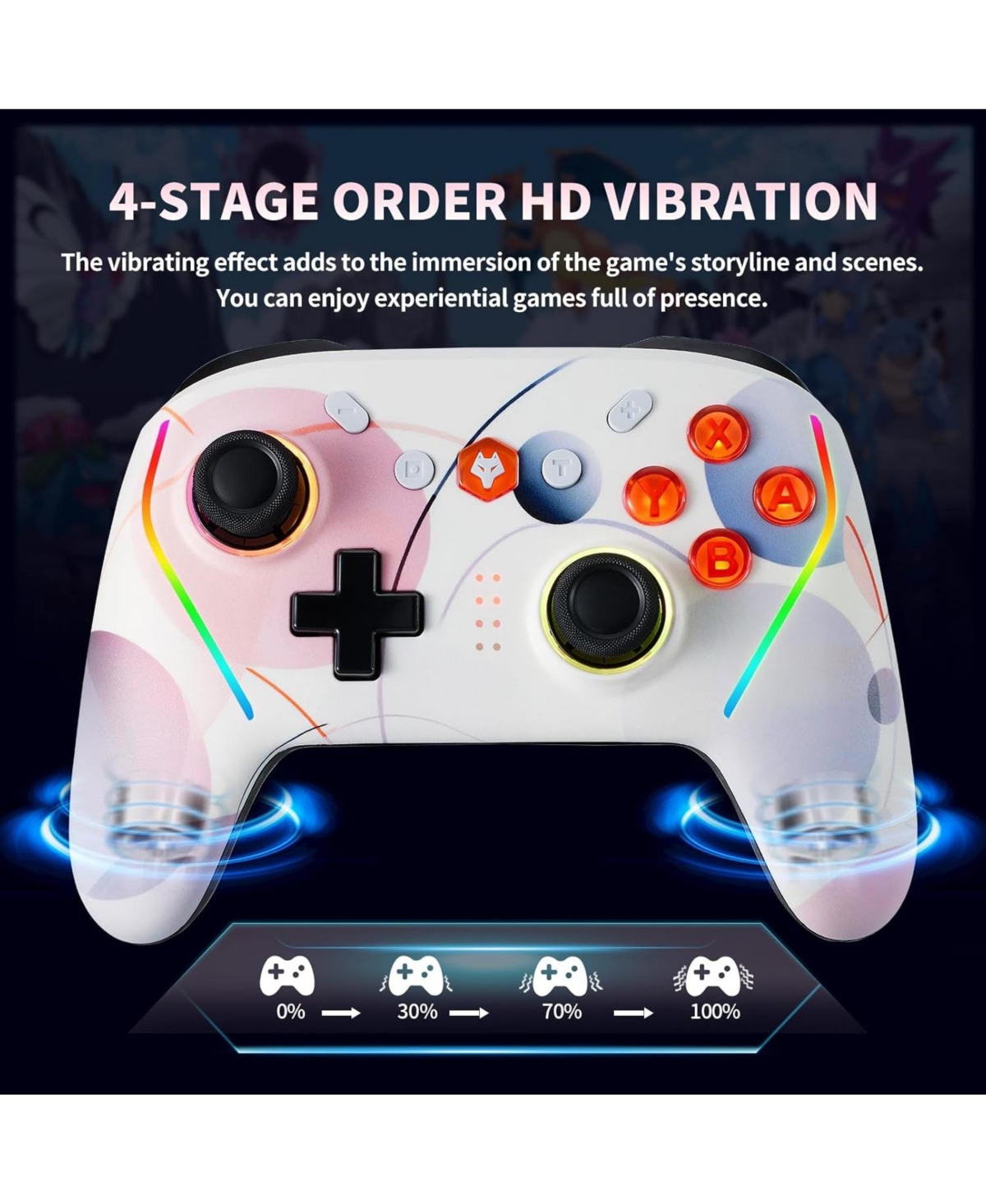 Nbcp Wireless Switch 2 Pro Controller with Back Buttons, Rgb 7-Color Light, 6-Axis Gyro, Turbo, One-Touch Start, Compatible with Switch, Android, iOS,