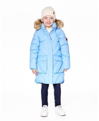 Girl Long Wavy Quilt Puffy Winter Coat Powder Blue - Toddler|Child