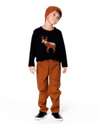 Boy Twill Jogger Pants with Patch Pockets Brown - Toddler|Child