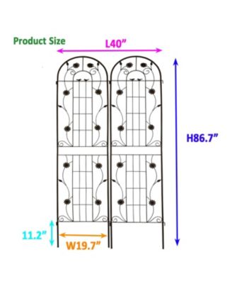 2 Pack Metal Garden Trellis 86.7" Black