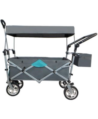Push & Pull Utility Folding Wagon with Removable Canopy gray
