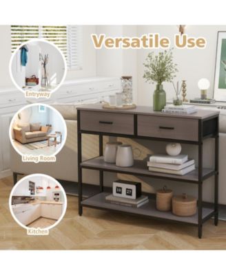 Console Table with Folding Fabric Drawers for Entryway