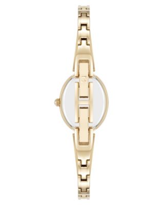 Women's Quartz Petite Oval Gold-Tone Metal Alloy Bangle Watch, 18mm