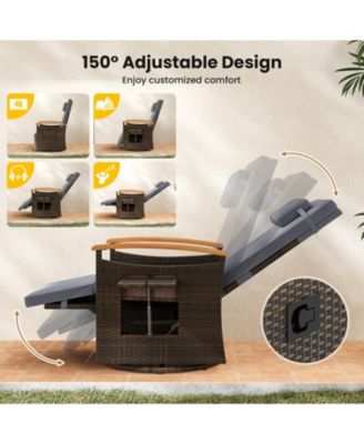 Set Of 2 Outdoor 360° Swivel Rattan Recliner Chair Patio Wicker Chaise Lounge Chair