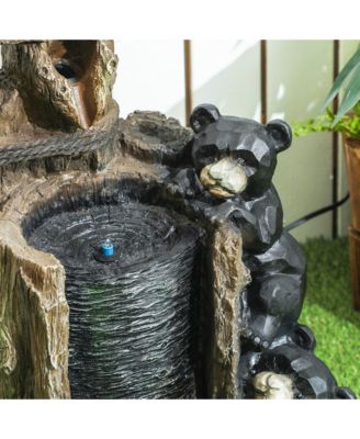 3-Tier 22.8" Outdoor Waterfall Fountain with LED Lights, Pump