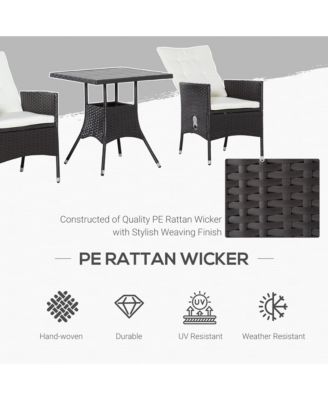 3pc Patio Furniture, Wicker Reclining Chairs & Table,