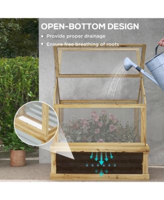 Raised Garden Bed with Wooden Cold Frame, 35.5" x 31.5" x 36"