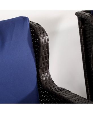 Wicker Rocking Chair, Outdoor Rocker w/ Cushions, Dark