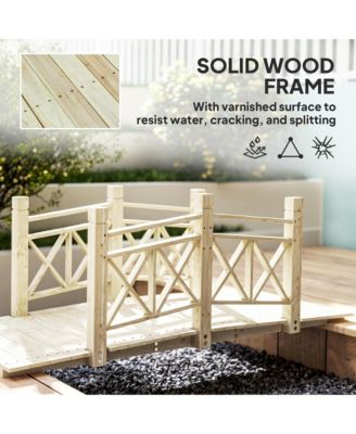 5 ft. Wood Garden Bridge with Safety Handrails Backyard Bridge,
