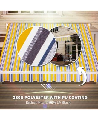 8' x 6.6' Patio Retractable Awning, Manual Sun Shade, Mixed