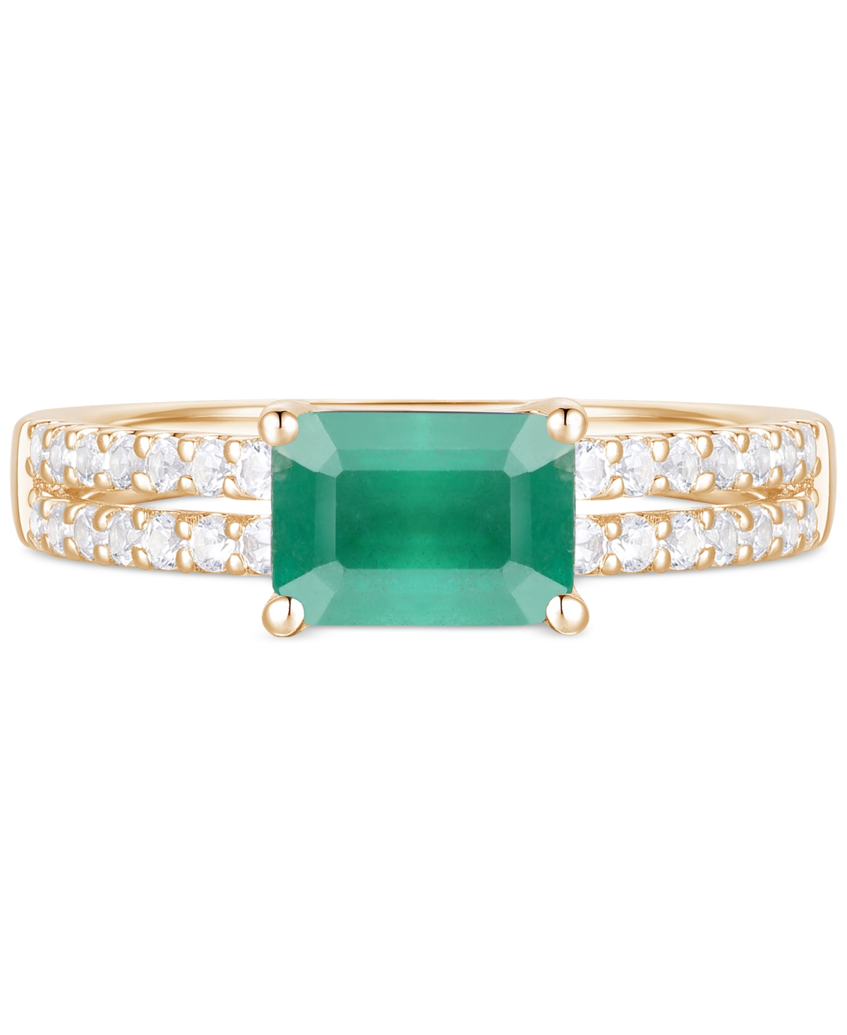 Macy's Ruby (1 Ct. T.w.) & Diamond (1/4 Ct. T.w.) Double Row Ring In 14k Gold (also In Emerald & Sapphire) In Green