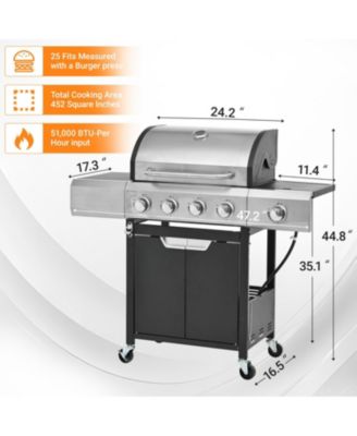 Propane 4-Burner Gas Grill with Side Burner