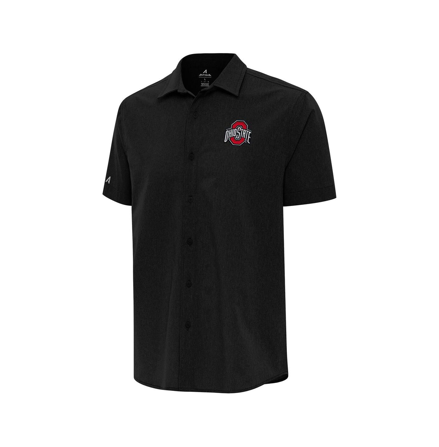 Мужская рубашка Antigua Black Ohio State Buckeyes Activate Woven Short Sleeve Button-Down — фото 1