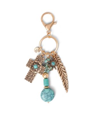 Turquoise Bead Keychain with Charms