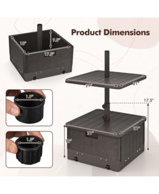Patio 175lbs Fillable Umbrella Base w/ Table Tray Wheeled 3-in-1 Stand Outdoor