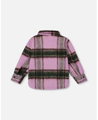 Toddler Girls Zipped Plaid Overshirt Mauve and Green - Toddler|Child