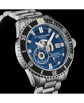 1013 Men s Automatic Watch Swiss Movement Blue Dial Black Bezel Stainless Steel Case and Bracelet 200M Water Resistant Diver Date Window