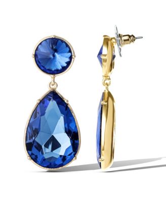 Blue Teardrop Statement Earrings