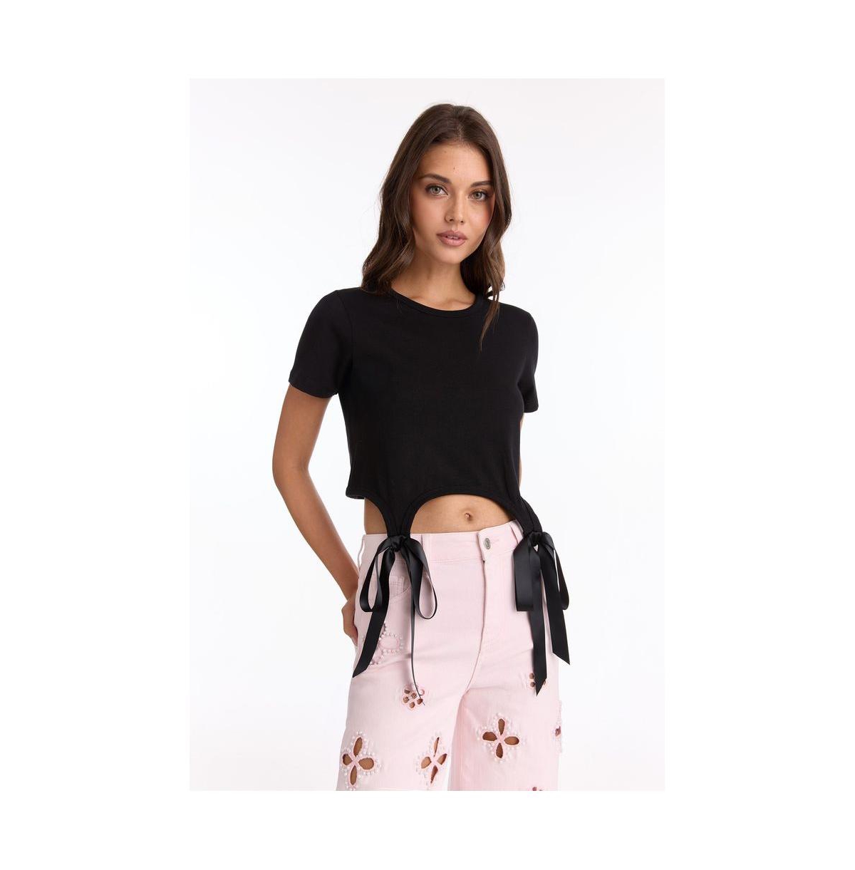 Women's Diana Satin Bow Shirt - White - White