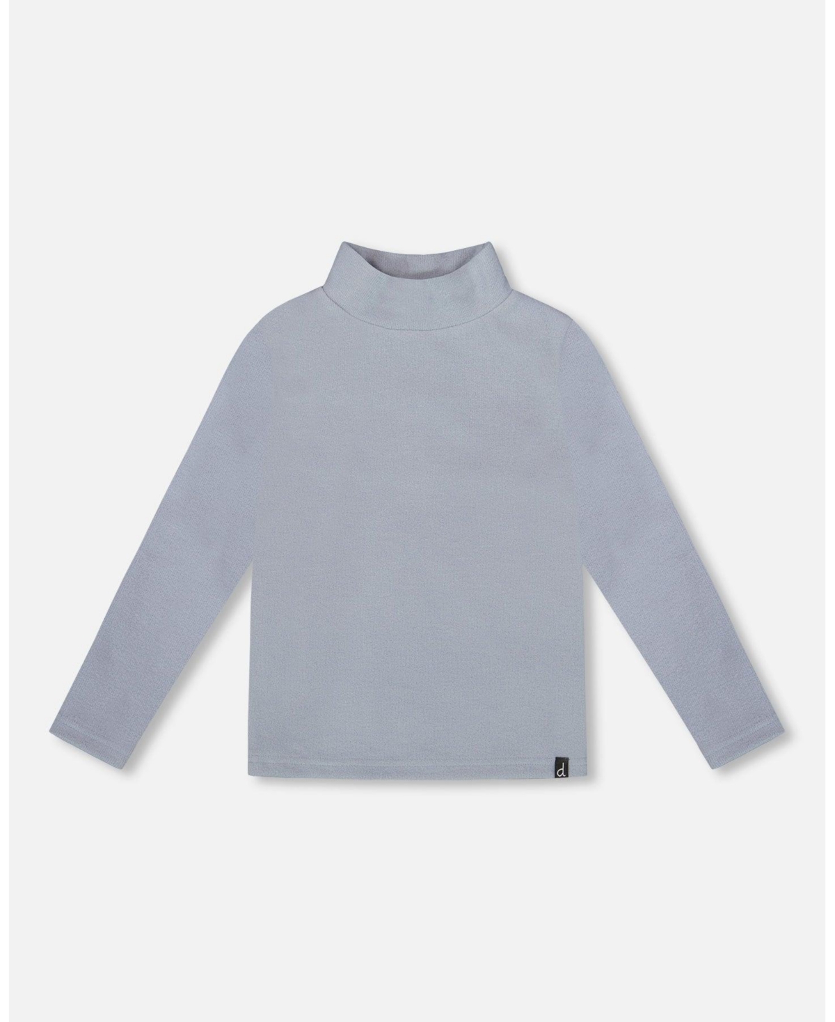 Deux par Girl Super Soft Ribbed Mock Neck Top Blue Gray - Toddler|Child